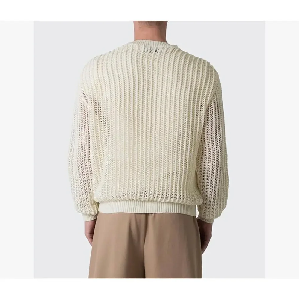 New MNML mesh knit sweater cream size M